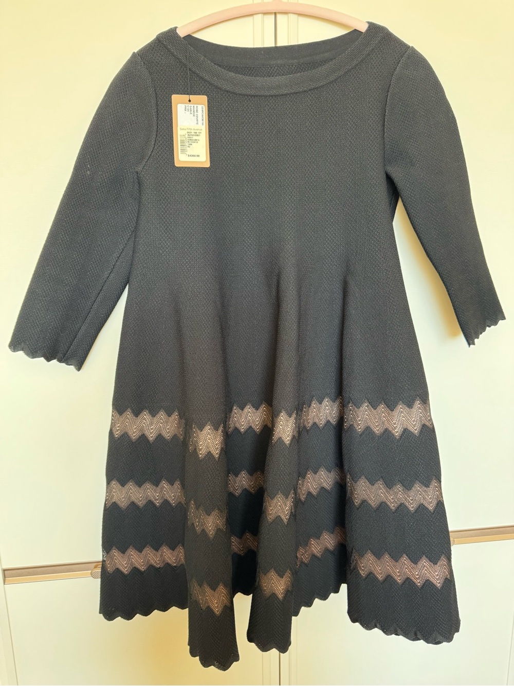 Alaïa Black Knit Dress with Metallic Chevron Bands